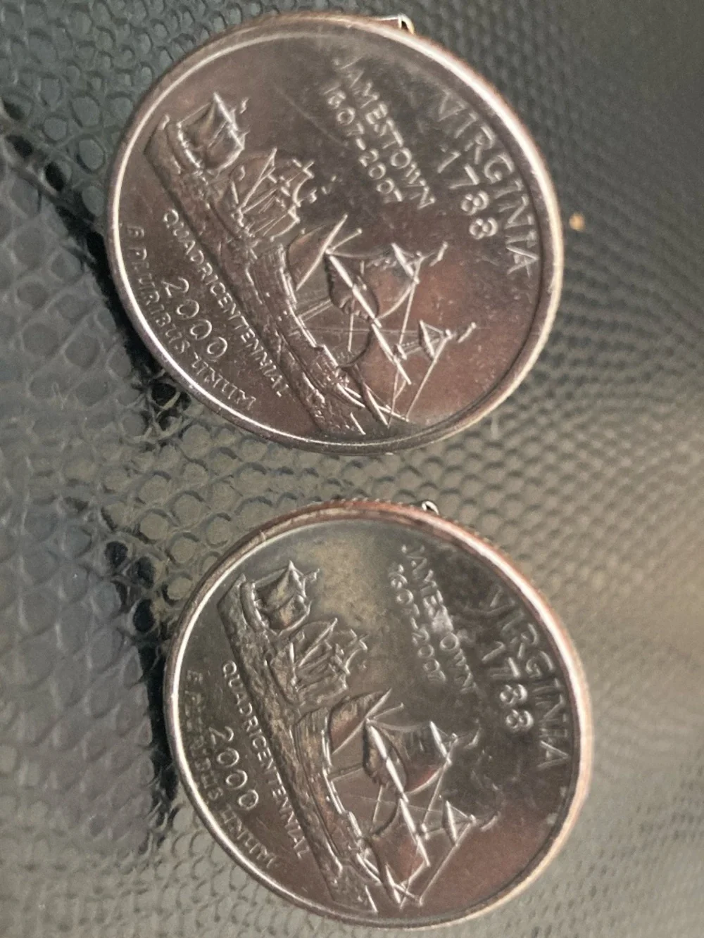Virginia Jamestown Quadricentennial Quarter Cufflinks – Handmade Coin Jewelry